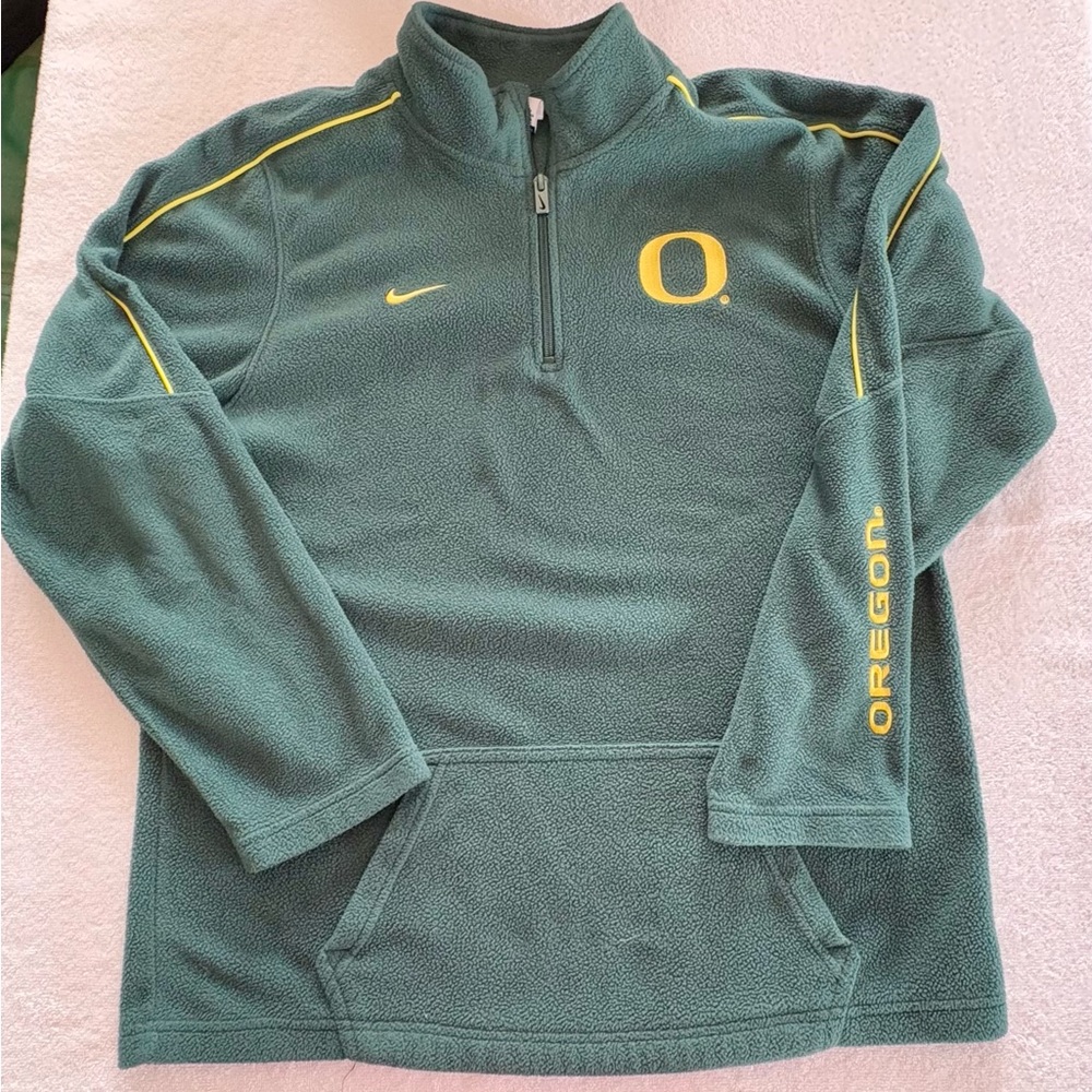 Nike Oregon Ducks Green Quarter Zip Fleece Sweatshirt Kangaroo Pocket Kids XL 20